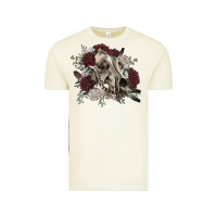 Vintage Arctic Floral boho wolf skull Vintage Tee - RanaPortraitStore