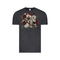 Vintage Black Floral boho wolf skull Vintage Tee - RanaPortraitStore