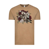 Vintage Coffee Floral boho wolf skull Vintage Tee - RanaPortraitStore