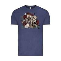 Vintage Denim Floral boho wolf skull Vintage Tee - RanaPortraitStore