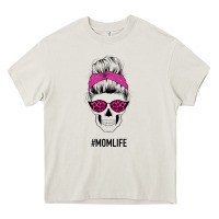 Cream Pink Glitter, Leopard Pattern Mom Skull Heavy Core Tee - Bettercallsaul