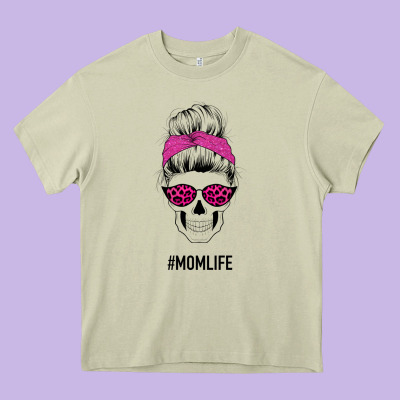 Pink Glitter, Leopard Pattern Mom Skull Heavy Core Tee Designed By Bettercallsaul