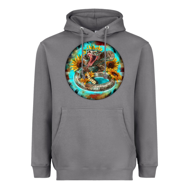 Rattlesnake And Sunflower Heavyweight Hoodie by BarkalooDesign | Teevron