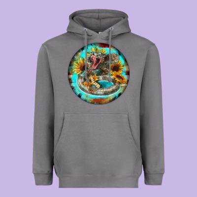 Rattlesnake And Sunflower Heavyweight Hoodie Designed By Barkaloodesign