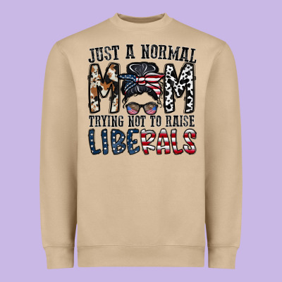 Just A Regular Mom Trying Not To Raise Liberals Heavyweight Sweatshirt Designed By Cowhidedigitalart