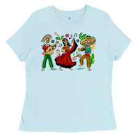 Baby Blue Mexican Skeletons Ladies Tee - texasbilliewilder