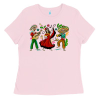 Bubblegum Pink Mexican Skeletons Ladies Tee - texasbilliewilder