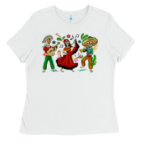 White Mexican Skeletons Ladies Tee - texasbilliewilder