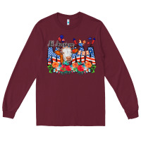 Burgundy All American Mama Cow Flowers Long Sleeve Tee - CowCowDesign