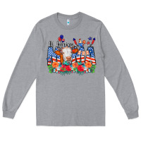 Heather Grey All American Mama Cow Flowers Long Sleeve Tee - CowCowDesign