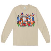 Mushroom All American Mama Cow Flowers Long Sleeve Tee - CowCowDesign