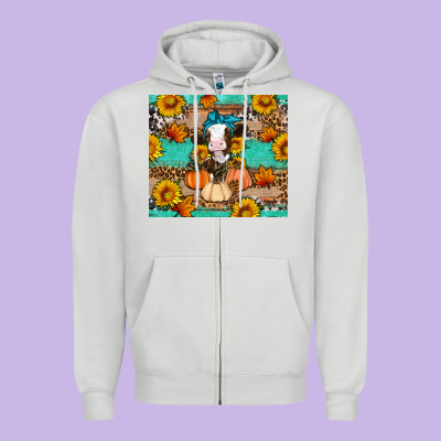 Cow Fall Pumpkin Zipper Hoodie Designed By Artiststas