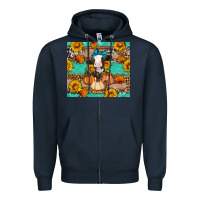 Navy Cow fall pumpkin Zipper Hoodie - Artiststas