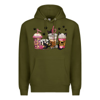 Army Green cat mom coffee Premium Hoodie - Jasminsmagicworld