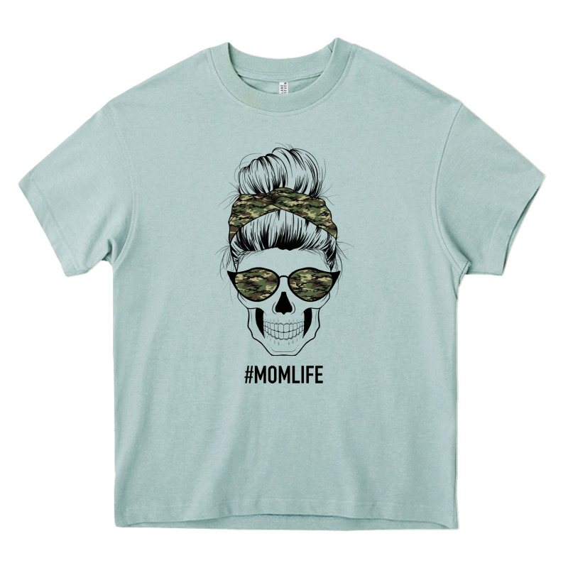Camouflage Pattern Mom Skull Heavy Core Tee by Bettercallsaul | Teevron