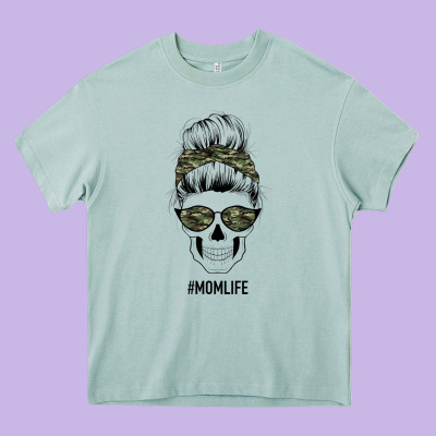 Camouflage Pattern Mom Skull Heavy Core Tee Designed By Bettercallsaul