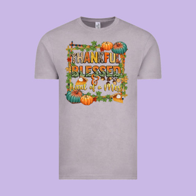 Thankful Blessed And Kind Of A Mess Vintage Tee Designed By Cowgirlartshop