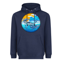 Navy humpback whale Heavyweight Hoodie - BarkalooDesign