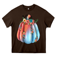 Chocolate Brown flowers pumpkin Heavy Core Tee - JahusDesignShop
