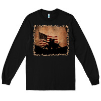 Black America Western Cowboy and Cowgirl Leopard Frame Long Sleeve Tee - CowCowDesign