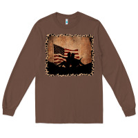 Chestnut America Western Cowboy and Cowgirl Leopard Frame Long Sleeve Tee - CowCowDesign