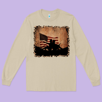 America Western Cowboy And Cowgirl Leopard Frame Long Sleeve Tee Designed By Cowcowdesign