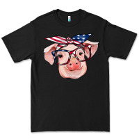 Black american flag with pig Premium Tee - RanaPortraitStore