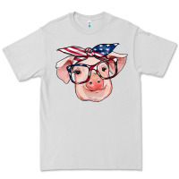 Dove Grey american flag with pig Premium Tee - RanaPortraitStore