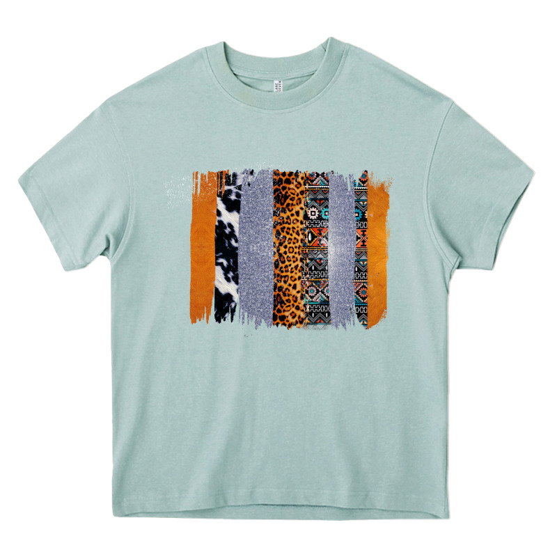 Western Cowhide Glitter Aztec Leopard Pattern Brushstroke Heavy Core Tee by Bettercallsaul | Teevron