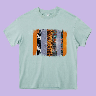 Western Cowhide Glitter Aztec Leopard Pattern Brushstroke Heavy Core Tee Designed By Bettercallsaul