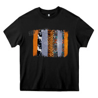 Black Western Cowhide Glitter Aztec Leopard Pattern Brushstroke Heavy Core Tee - Bettercallsaul