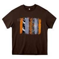 Chocolate Brown Western Cowhide Glitter Aztec Leopard Pattern Brushstroke Heavy Core Tee - Bettercallsaul