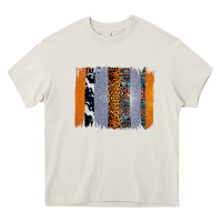 Cream Western Cowhide Glitter Aztec Leopard Pattern Brushstroke Heavy Core Tee - Bettercallsaul
