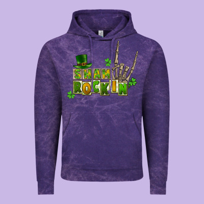 Sham Rockin Skeleton Hand St. Patrick's Vintage Hoodie Designed By Cowgirlartshop
