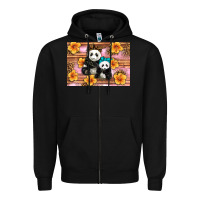 Black Mama Panda And Baby Panda Zipper Hoodie - Artiststas