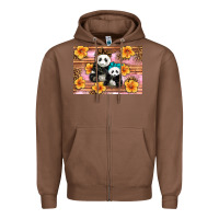 Chestnut Mama Panda And Baby Panda Zipper Hoodie - Artiststas