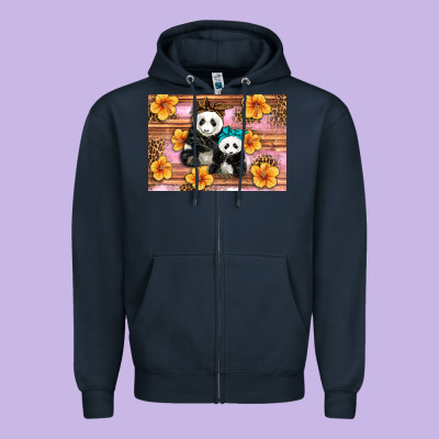 Mama Panda And Baby Panda Zipper Hoodie Designed By Artiststas