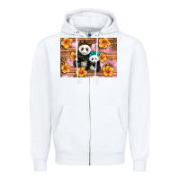White Mama Panda And Baby Panda Zipper Hoodie - Artiststas