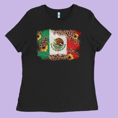 Mexican Flag With Leopard Ladies Tee Designed By Texasbilliewilder
