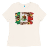 Bone Mexican Flag with Leopard Ladies Tee - texasbilliewilder