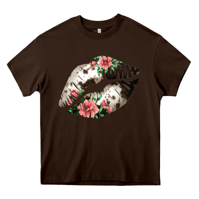 Cowhide And Flowers Lips Heavy Core Tee by Bettercallsaul | Teevron