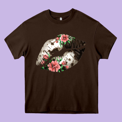 Cowhide And Flowers Lips Heavy Core Tee Designed By Bettercallsaul