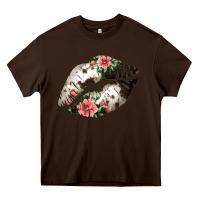 Chocolate Brown Cowhide And Flowers Lips Heavy Core Tee - Bettercallsaul