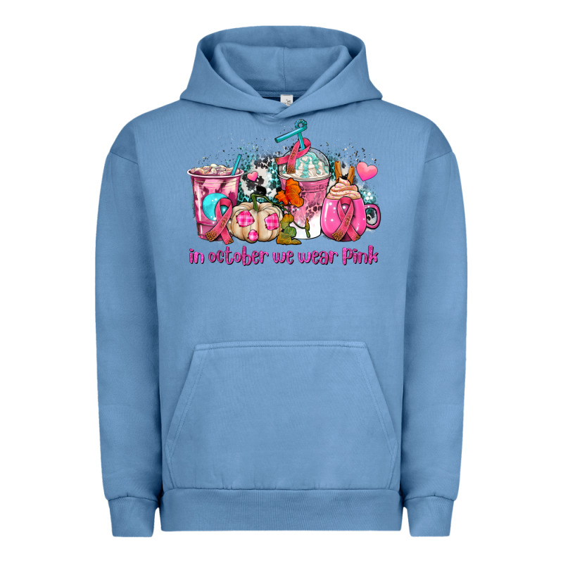 Western Cancer  In October We Wear Pink Coffee Cups With Ribbons Urban Hoodie by AdoDesignShop | Teevron