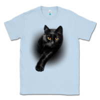 Dusty Blue Black Cat Yellow EyesCats Tee Shirt Gifts Classic Tee - trangStudio