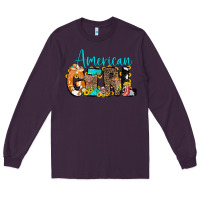 Plum American Girl, western Cowhide Long Sleeve Tee - CowCowDesign