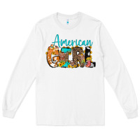 White American Girl, western Cowhide Long Sleeve Tee - CowCowDesign