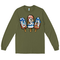 Army Green USA Patriotic Leopard Popsicles Long Sleeve Tee - Jasminsmagicworld
