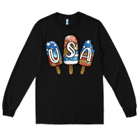 Black USA Patriotic Leopard Popsicles Long Sleeve Tee - Jasminsmagicworld
