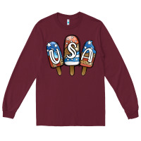 Burgundy USA Patriotic Leopard Popsicles Long Sleeve Tee - Jasminsmagicworld